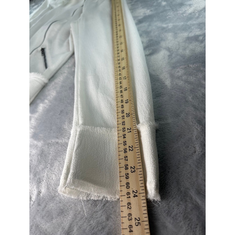 Le Lis Moto Jacket XL Ivory Textured Frayed Trim Zip Front Lightweight Layering - Picture 10 of 10